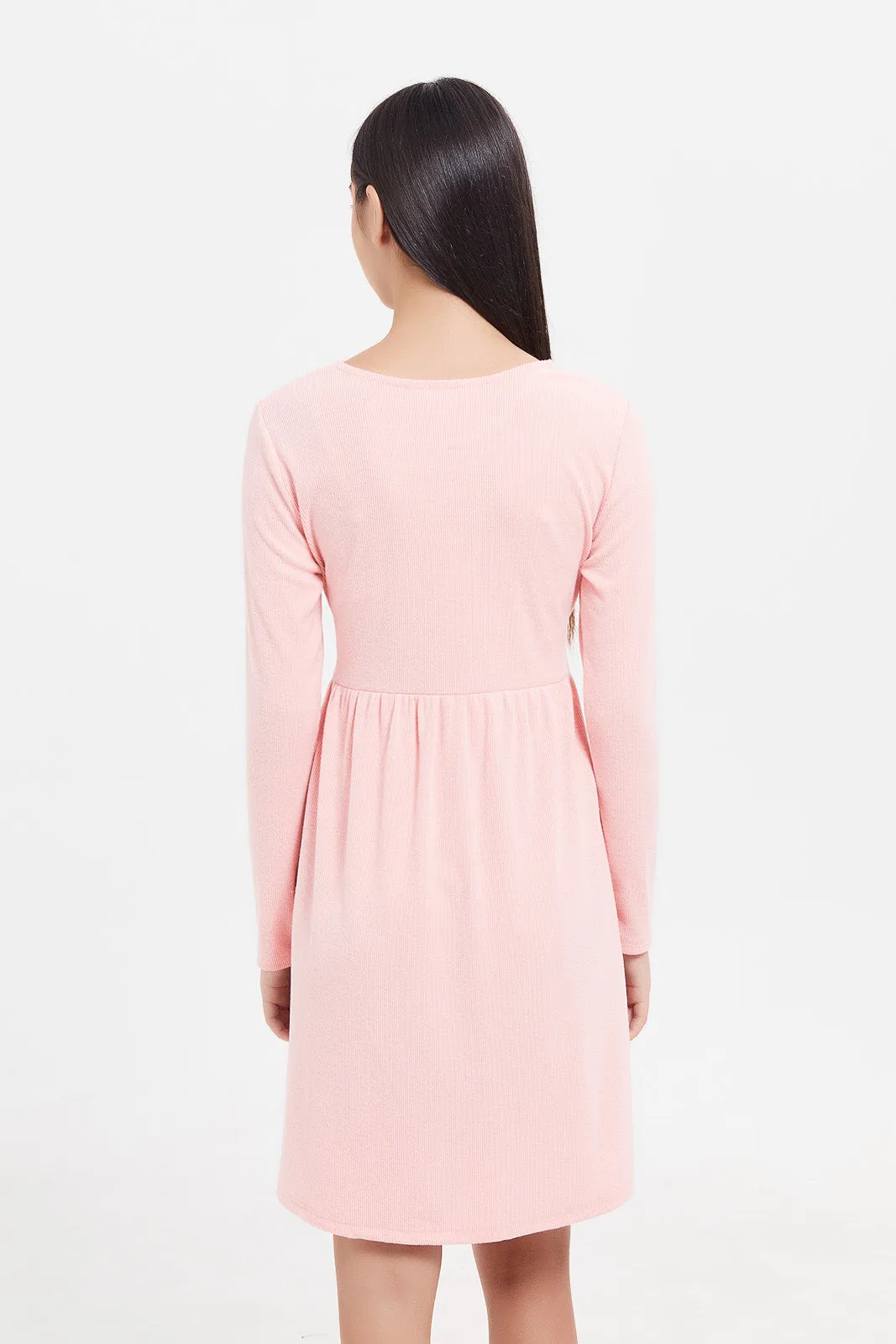 Senior Girls Pink Loose Knit Dress