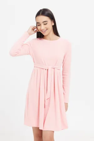 Senior Girls Pink Loose Knit Dress