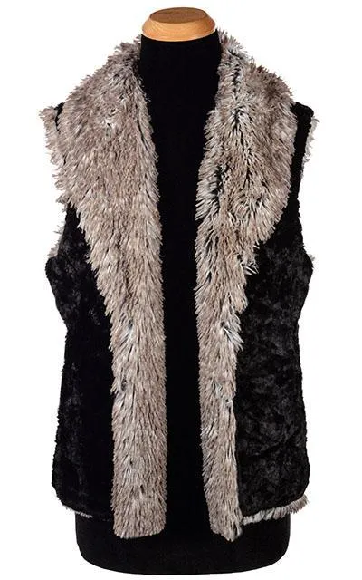 Shawl Collar Vest - Cuddly Faux Fur with Arctic Fox