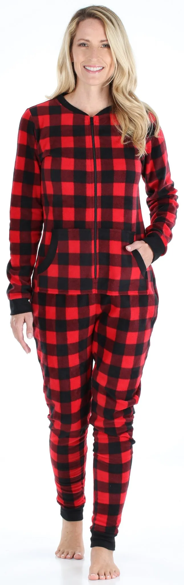 Sleepyheads Holiday Family Matching Fleece Buffalo Plaid Onesie Pajamas Jumpsuit