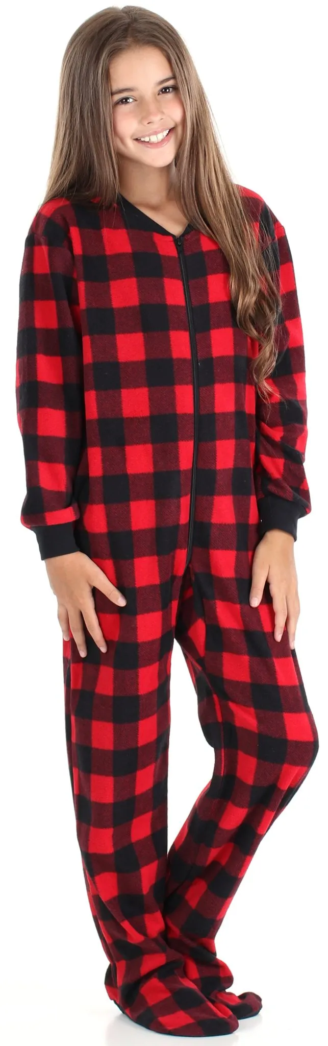 Sleepyheads Holiday Family Matching Fleece Buffalo Plaid Onesie Pajamas Jumpsuit