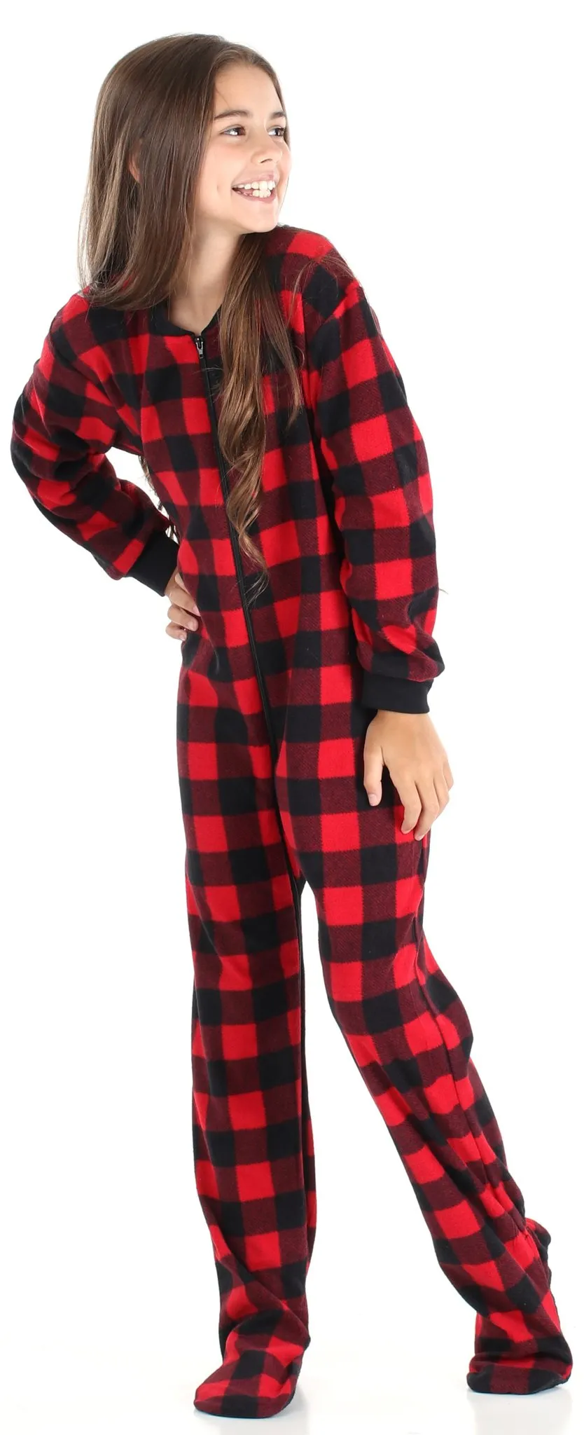 Sleepyheads Holiday Family Matching Fleece Buffalo Plaid Onesie Pajamas Jumpsuit