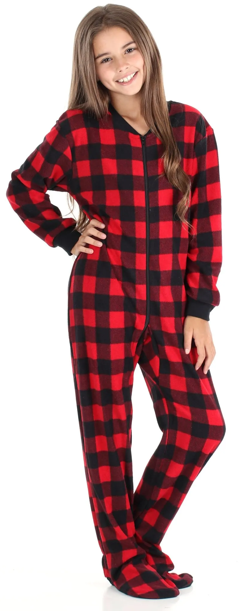 Sleepyheads Holiday Family Matching Fleece Buffalo Plaid Onesie Pajamas Jumpsuit