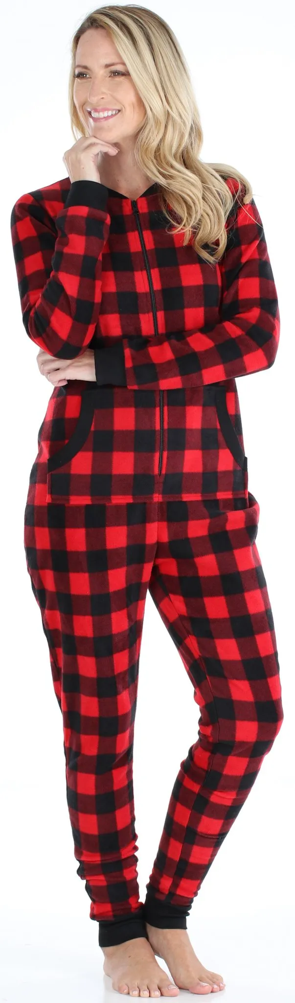 Sleepyheads Holiday Family Matching Fleece Buffalo Plaid Onesie Pajamas Jumpsuit