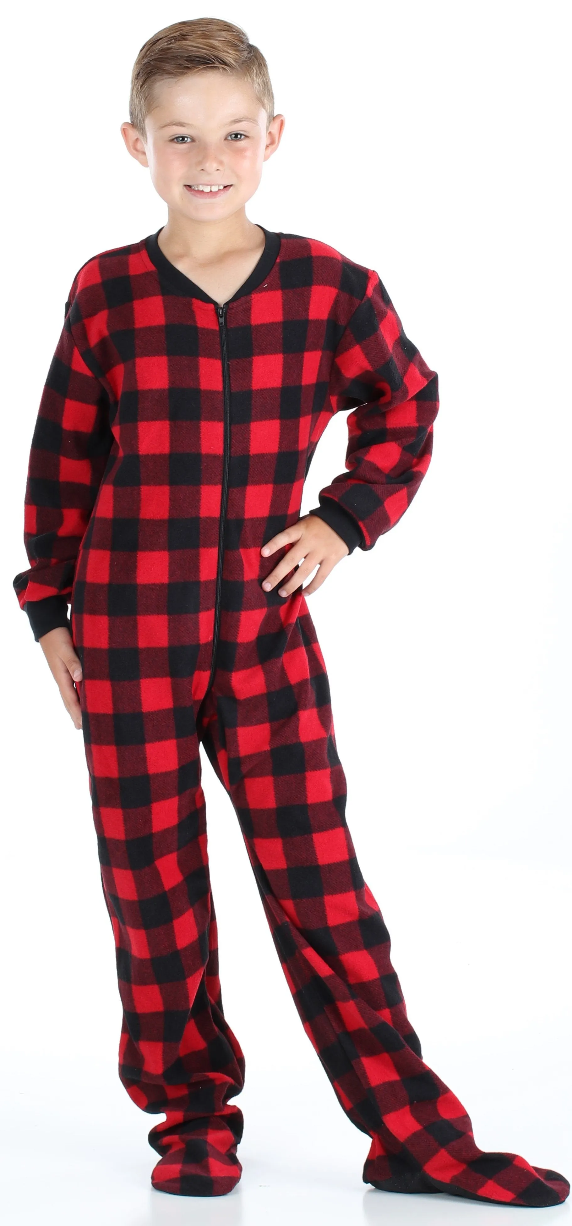 Sleepyheads Holiday Family Matching Fleece Buffalo Plaid Onesie Pajamas Jumpsuit