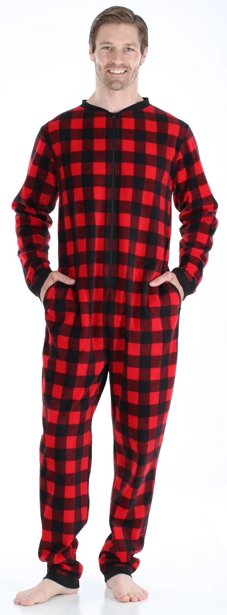 Sleepyheads Holiday Family Matching Fleece Buffalo Plaid Onesie Pajamas Jumpsuit