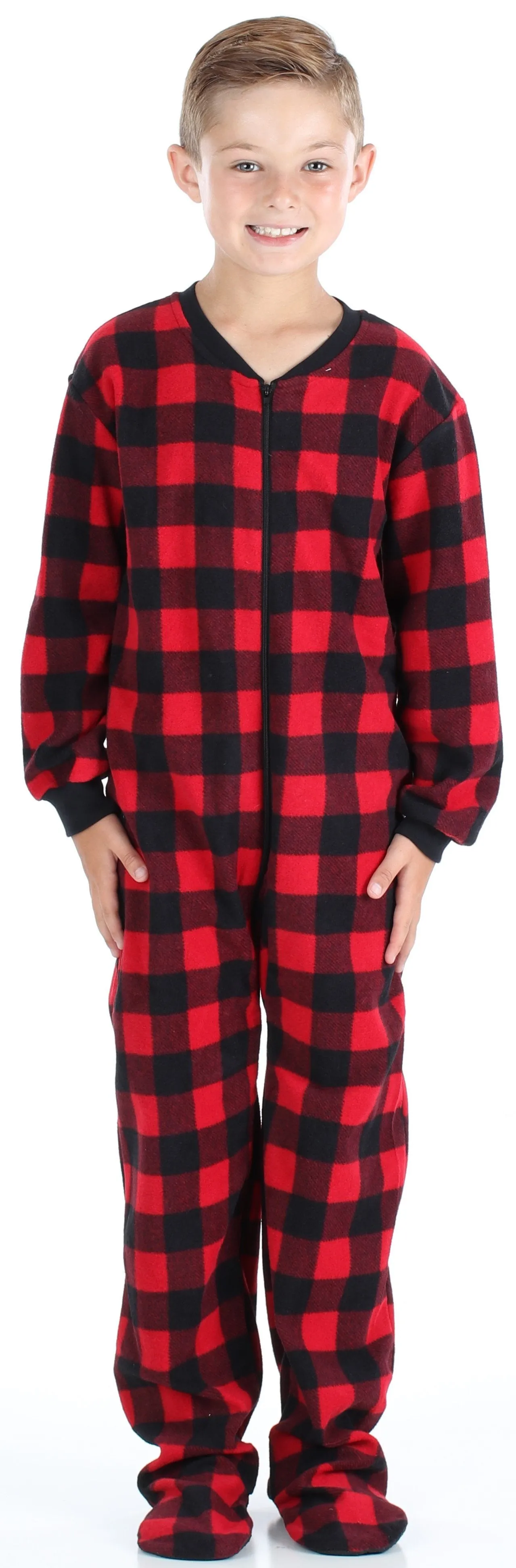 Sleepyheads Holiday Family Matching Fleece Buffalo Plaid Onesie Pajamas Jumpsuit