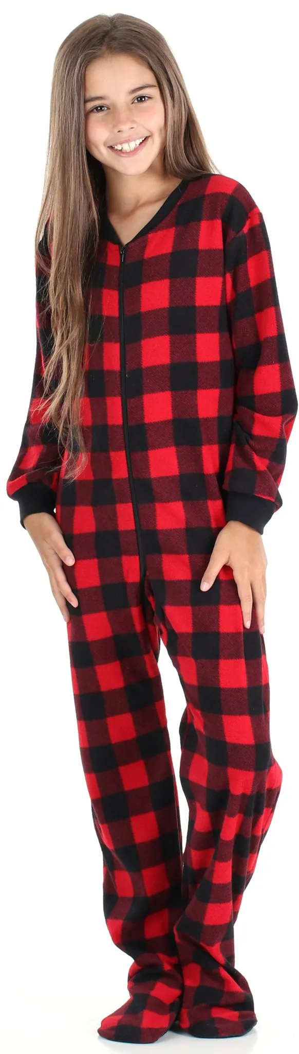 Sleepyheads Holiday Family Matching Fleece Buffalo Plaid Onesie Pajamas Jumpsuit