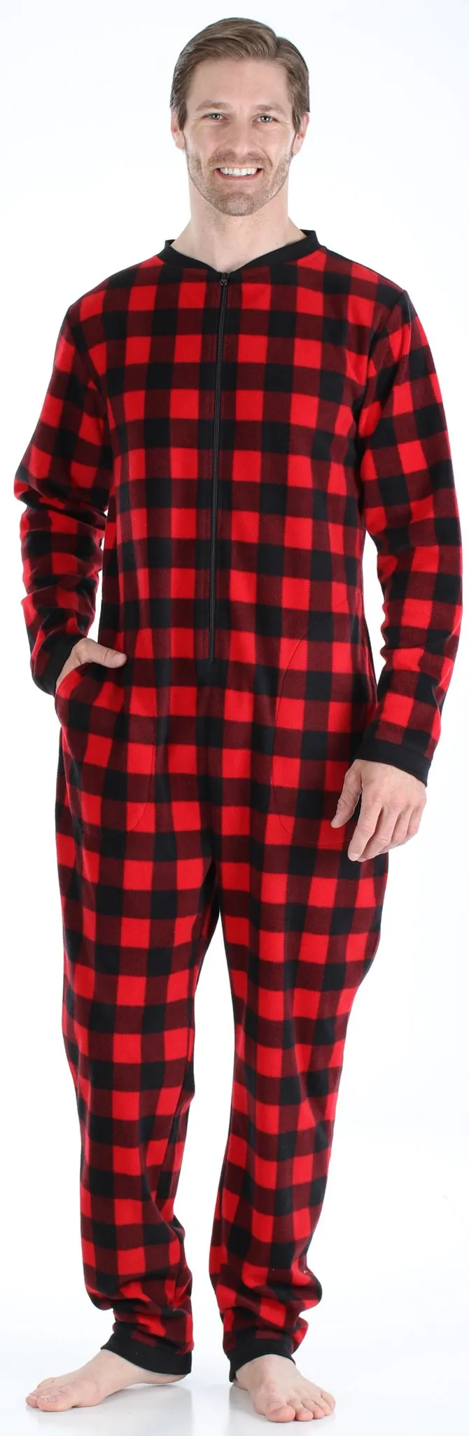 Sleepyheads Holiday Family Matching Fleece Buffalo Plaid Onesie Pajamas Jumpsuit