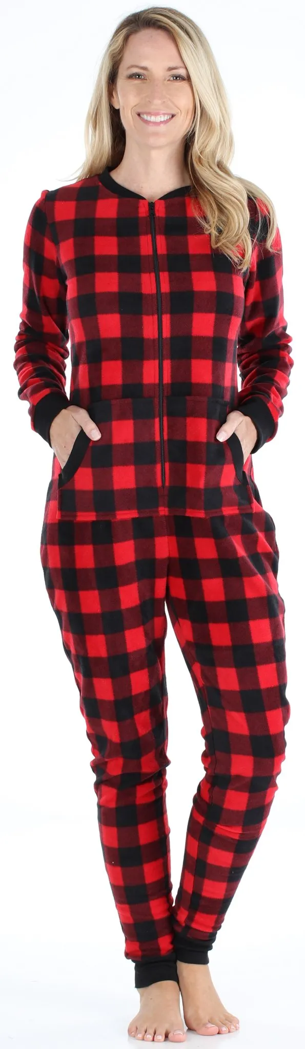 Sleepyheads Holiday Family Matching Fleece Buffalo Plaid Onesie Pajamas Jumpsuit