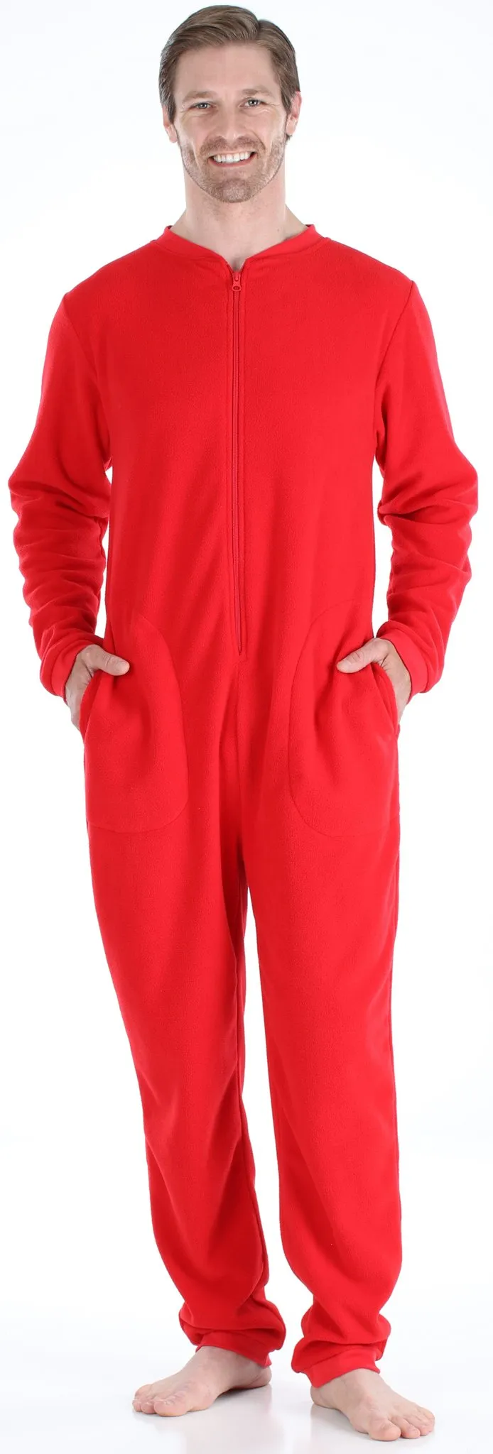 Sleepyheads Holiday Family Matching Fleece Solid Red Onesie Pajamas Jumpsuit