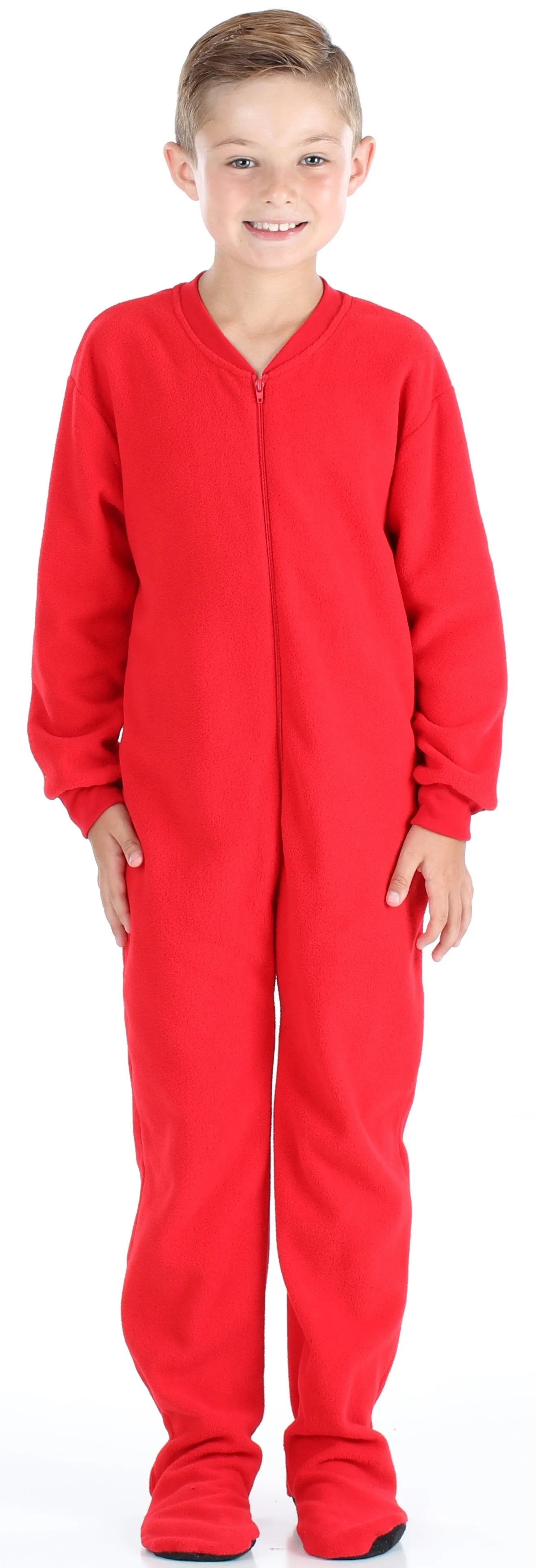 Sleepyheads Holiday Family Matching Fleece Solid Red Onesie Pajamas Jumpsuit