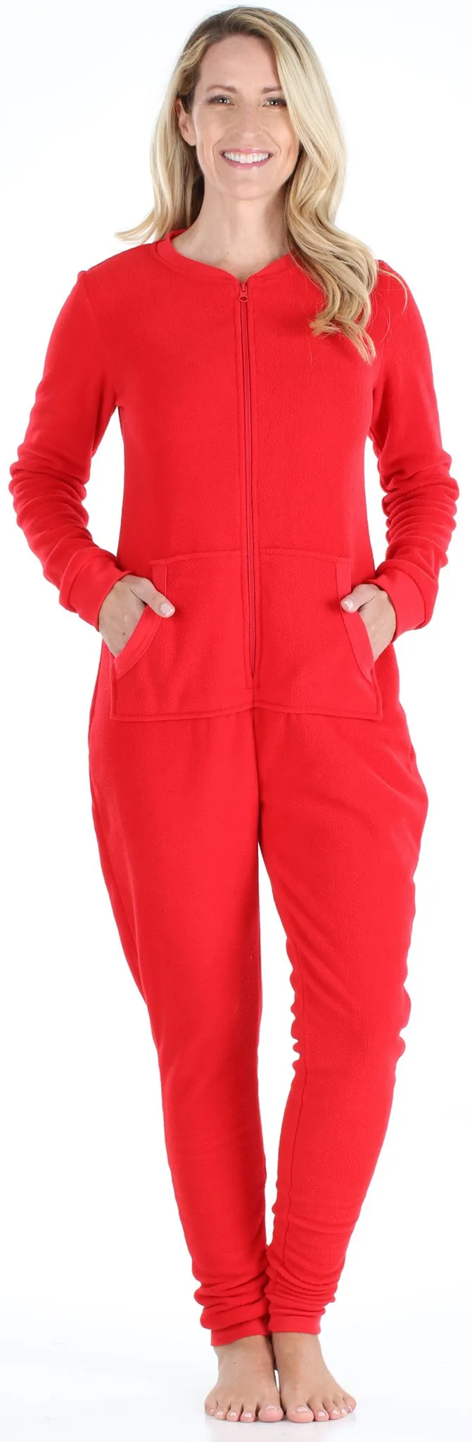 Sleepyheads Holiday Family Matching Fleece Solid Red Onesie Pajamas Jumpsuit