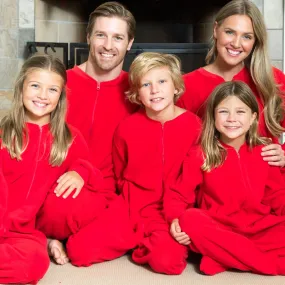 Sleepyheads Holiday Family Matching Fleece Solid Red Onesie Pajamas Jumpsuit