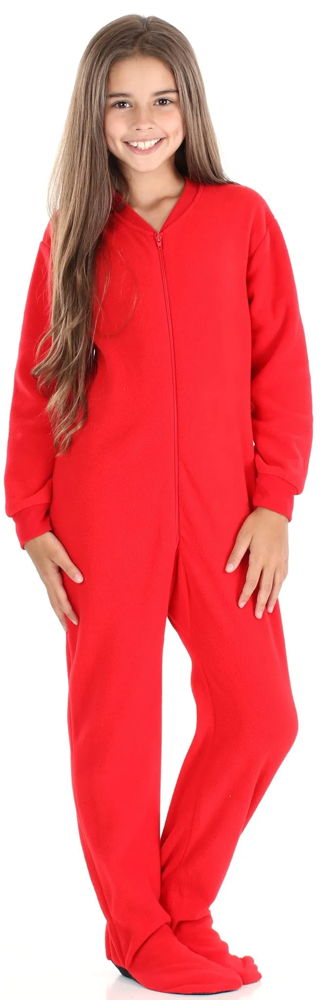 Sleepyheads Holiday Family Matching Fleece Solid Red Onesie Pajamas Jumpsuit