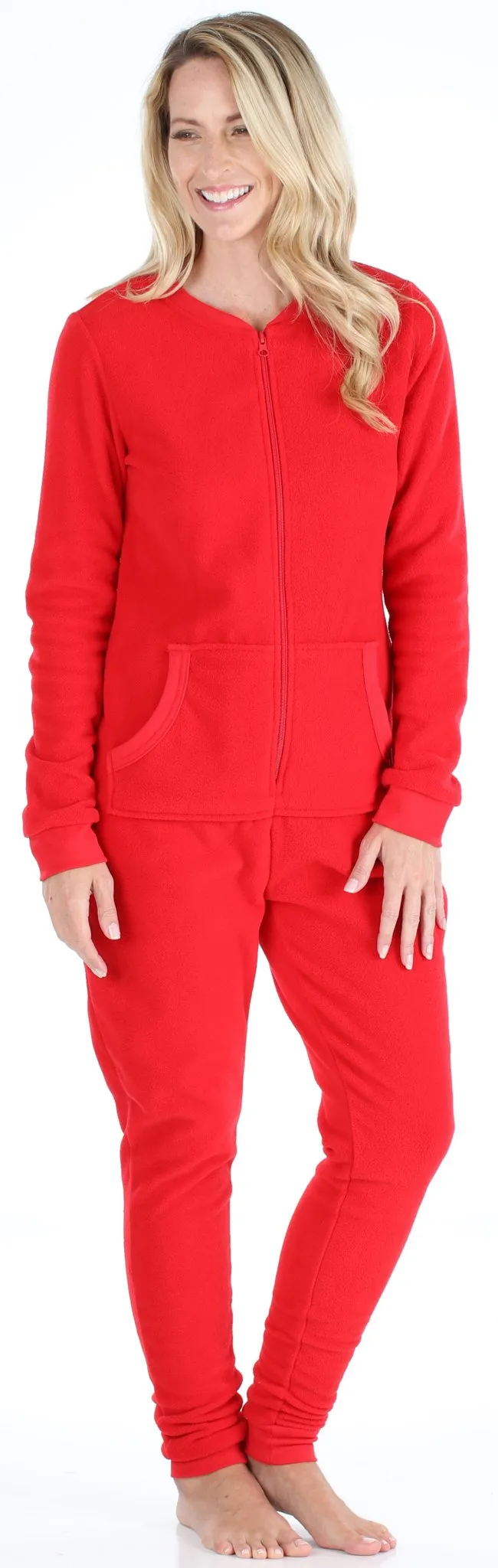 Sleepyheads Holiday Family Matching Fleece Solid Red Onesie Pajamas Jumpsuit