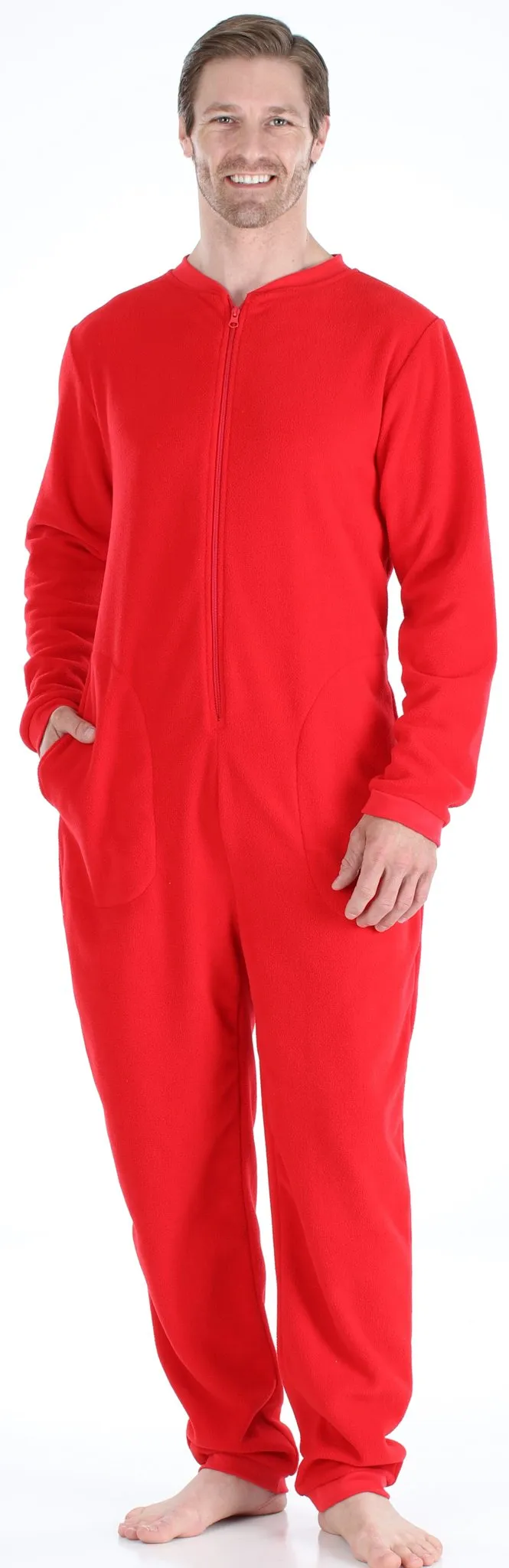 Sleepyheads Holiday Family Matching Fleece Solid Red Onesie Pajamas Jumpsuit