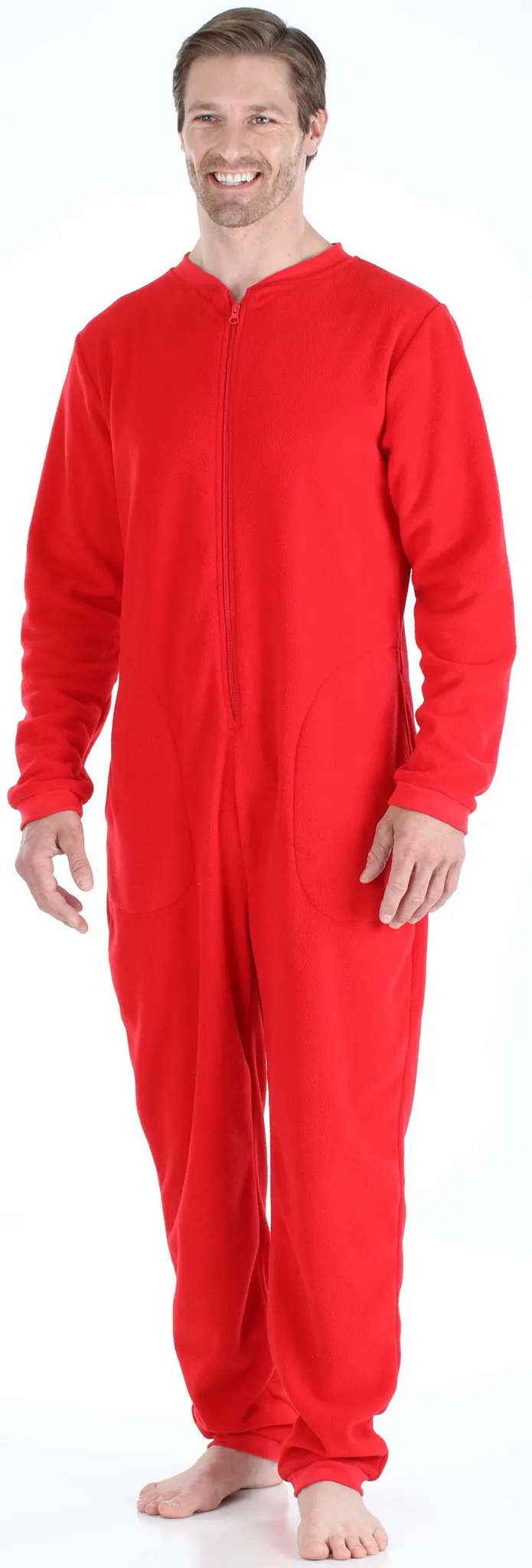 Sleepyheads Holiday Family Matching Fleece Solid Red Onesie Pajamas Jumpsuit