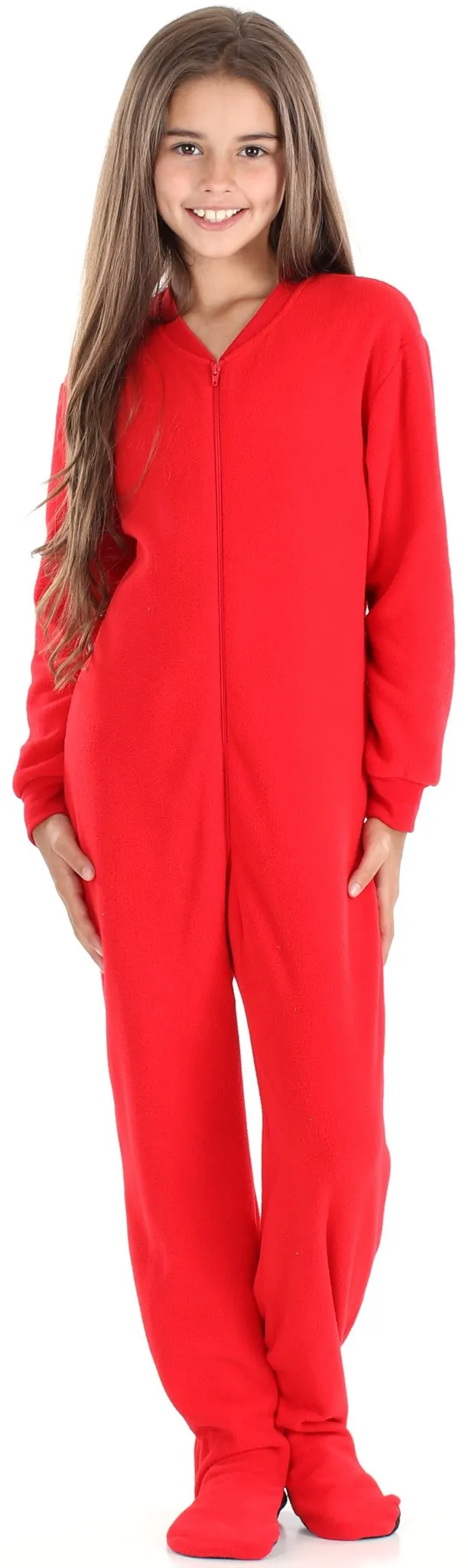 Sleepyheads Holiday Family Matching Fleece Solid Red Onesie Pajamas Jumpsuit