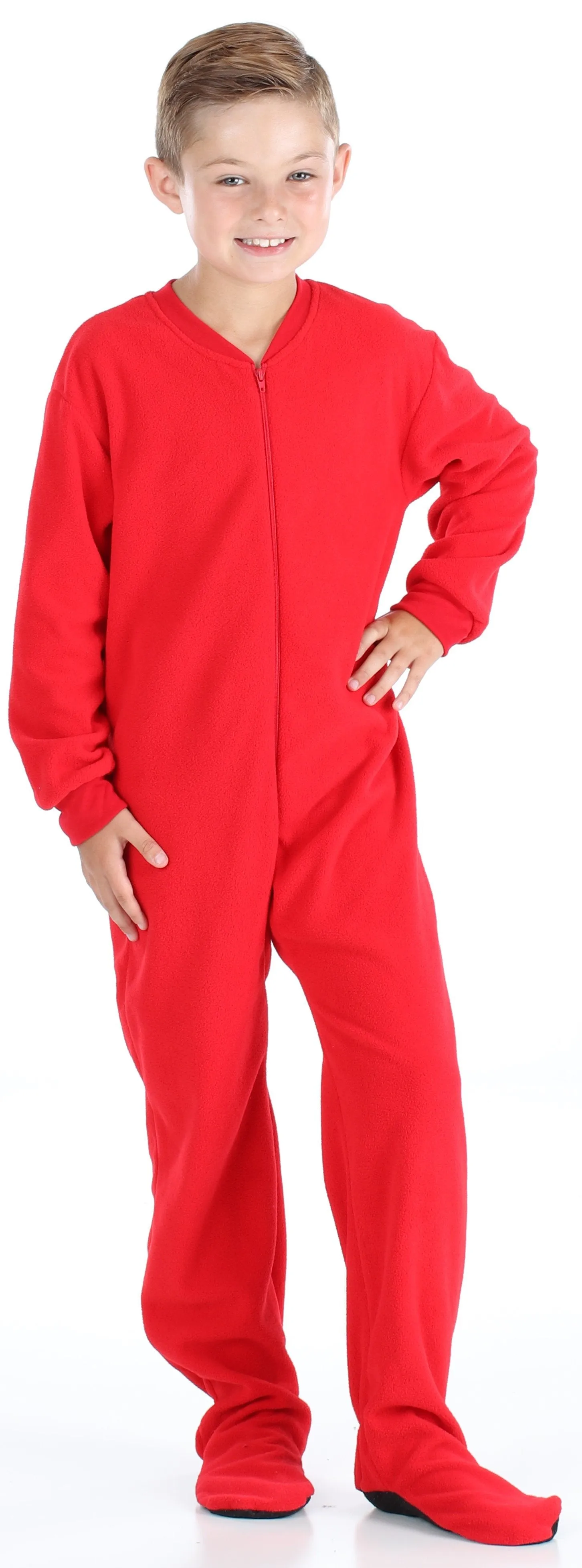 Sleepyheads Holiday Family Matching Fleece Solid Red Onesie Pajamas Jumpsuit