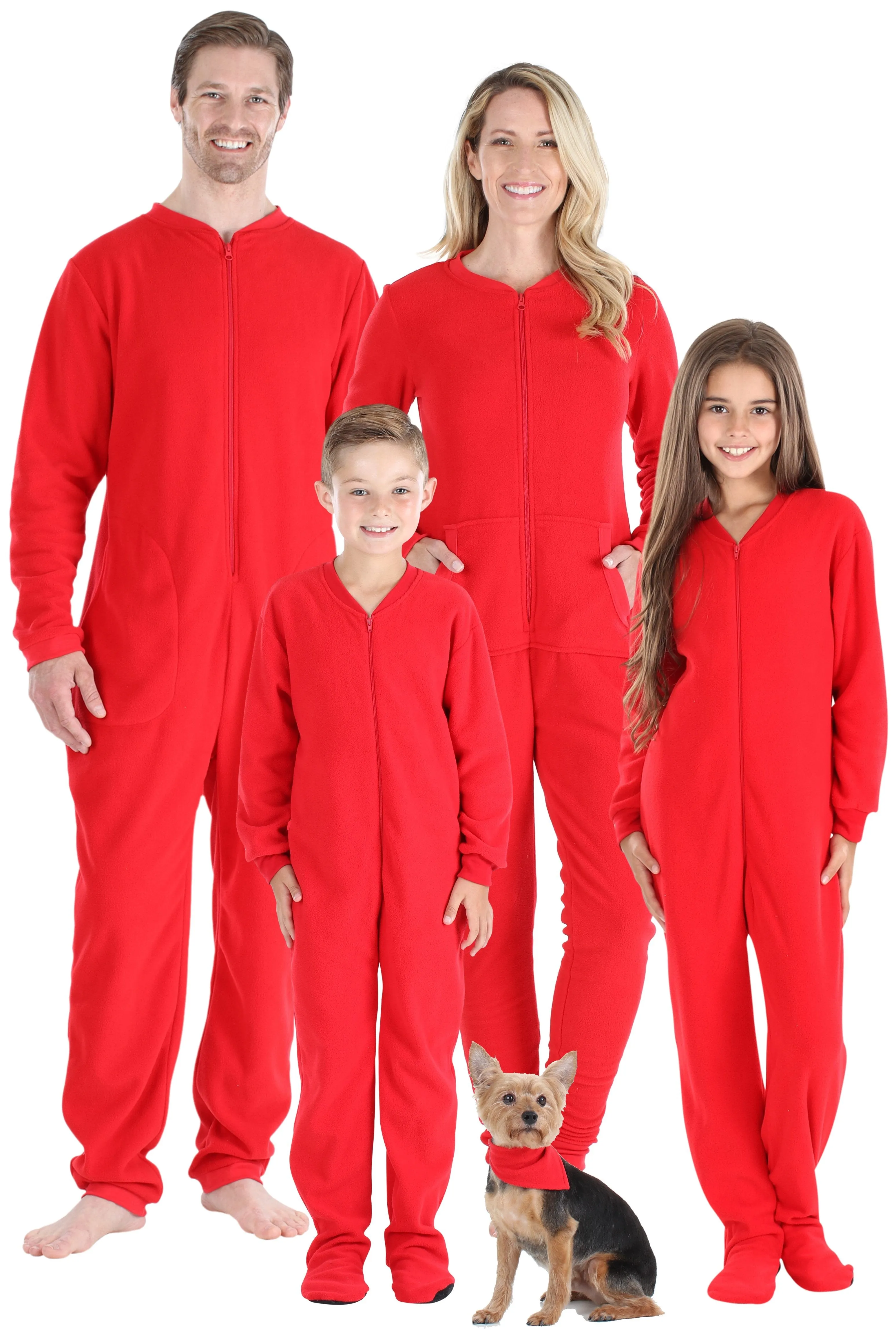 Sleepyheads Holiday Family Matching Fleece Solid Red Onesie Pajamas Jumpsuit