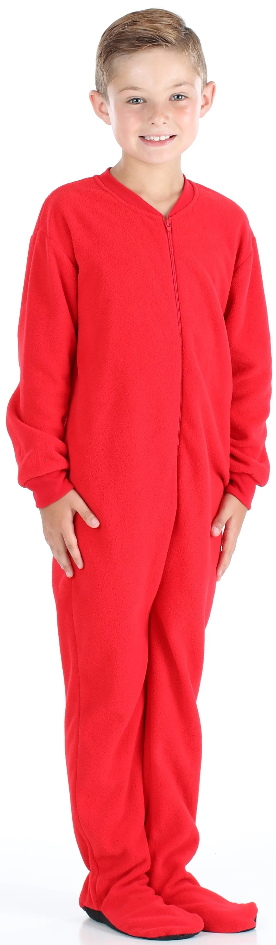 Sleepyheads Holiday Family Matching Fleece Solid Red Onesie Pajamas Jumpsuit