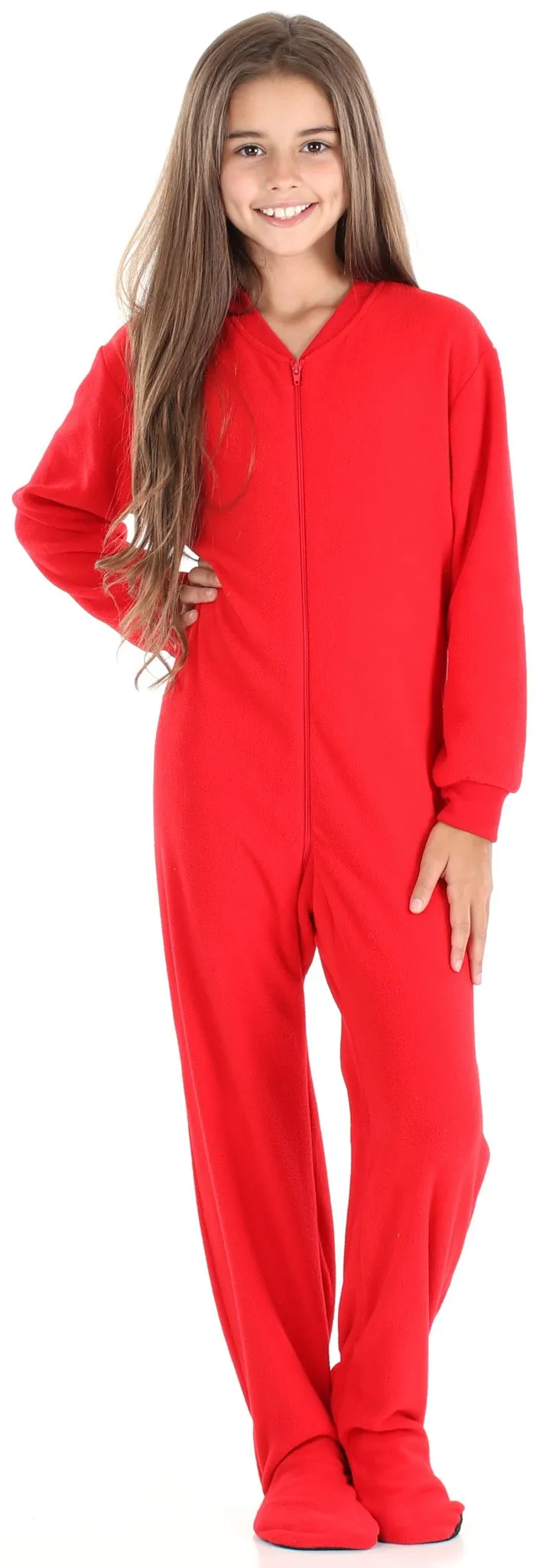 Sleepyheads Holiday Family Matching Fleece Solid Red Onesie Pajamas Jumpsuit