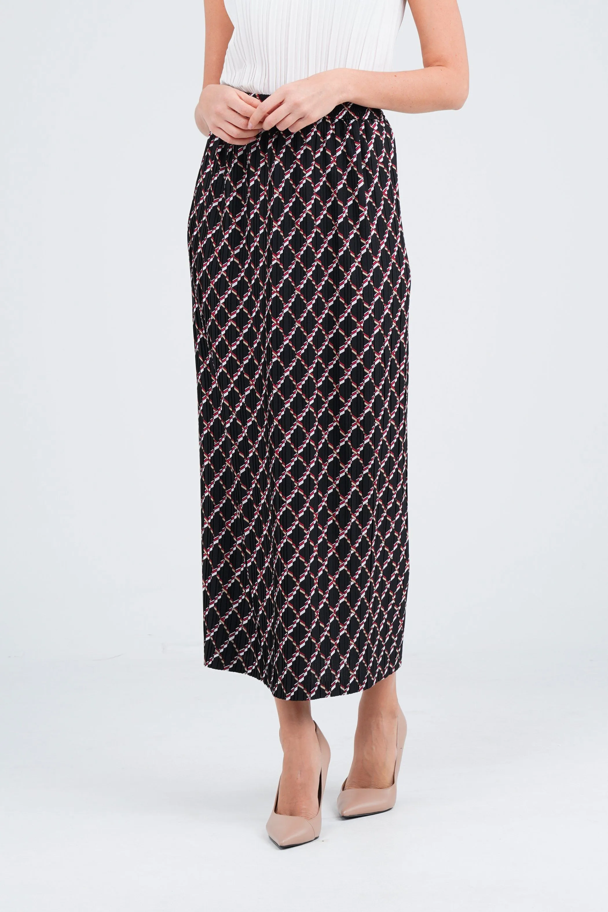 Sofie Pleated Patterned Skirt