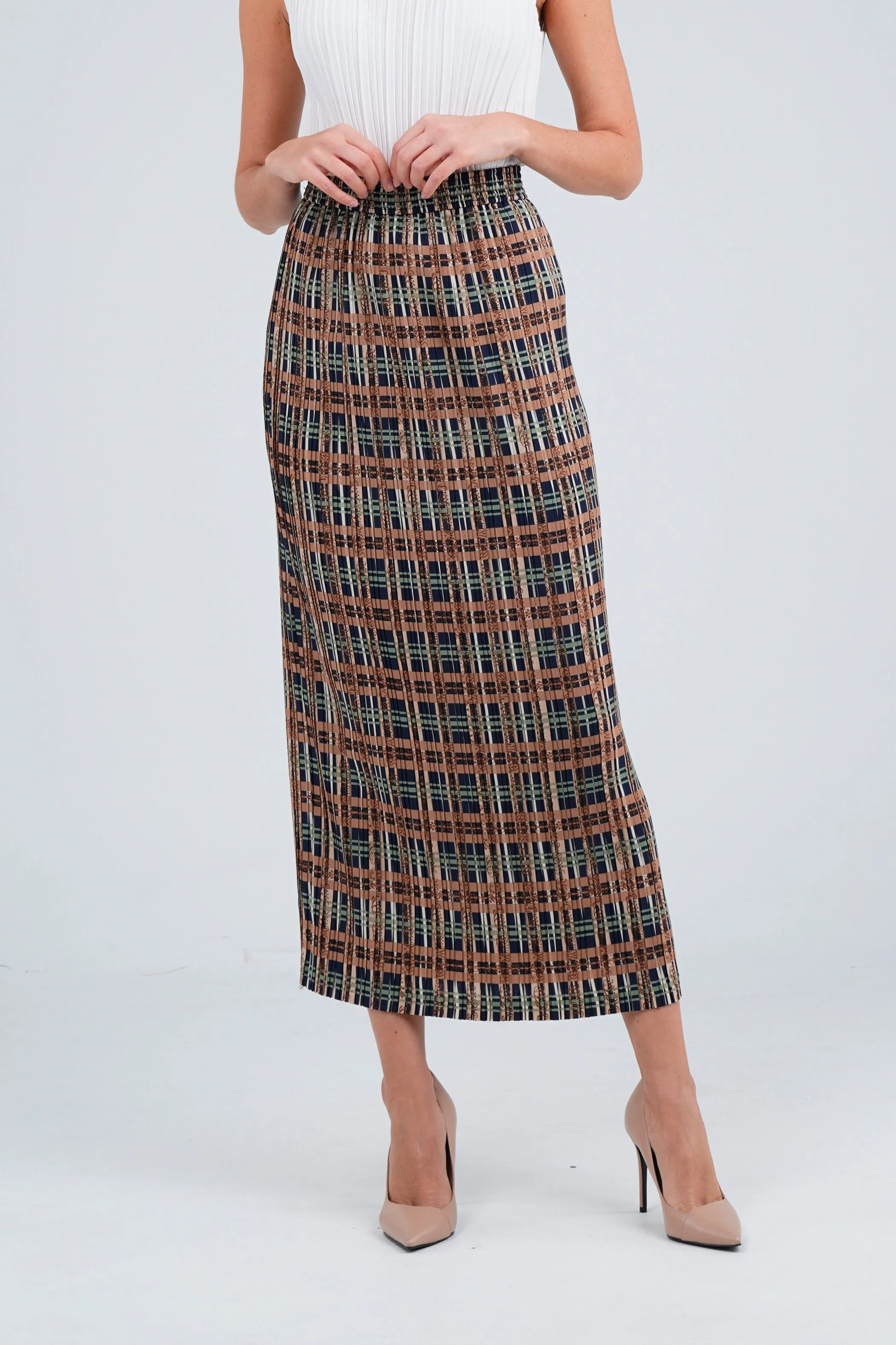 Sofie Pleated Patterned Skirt