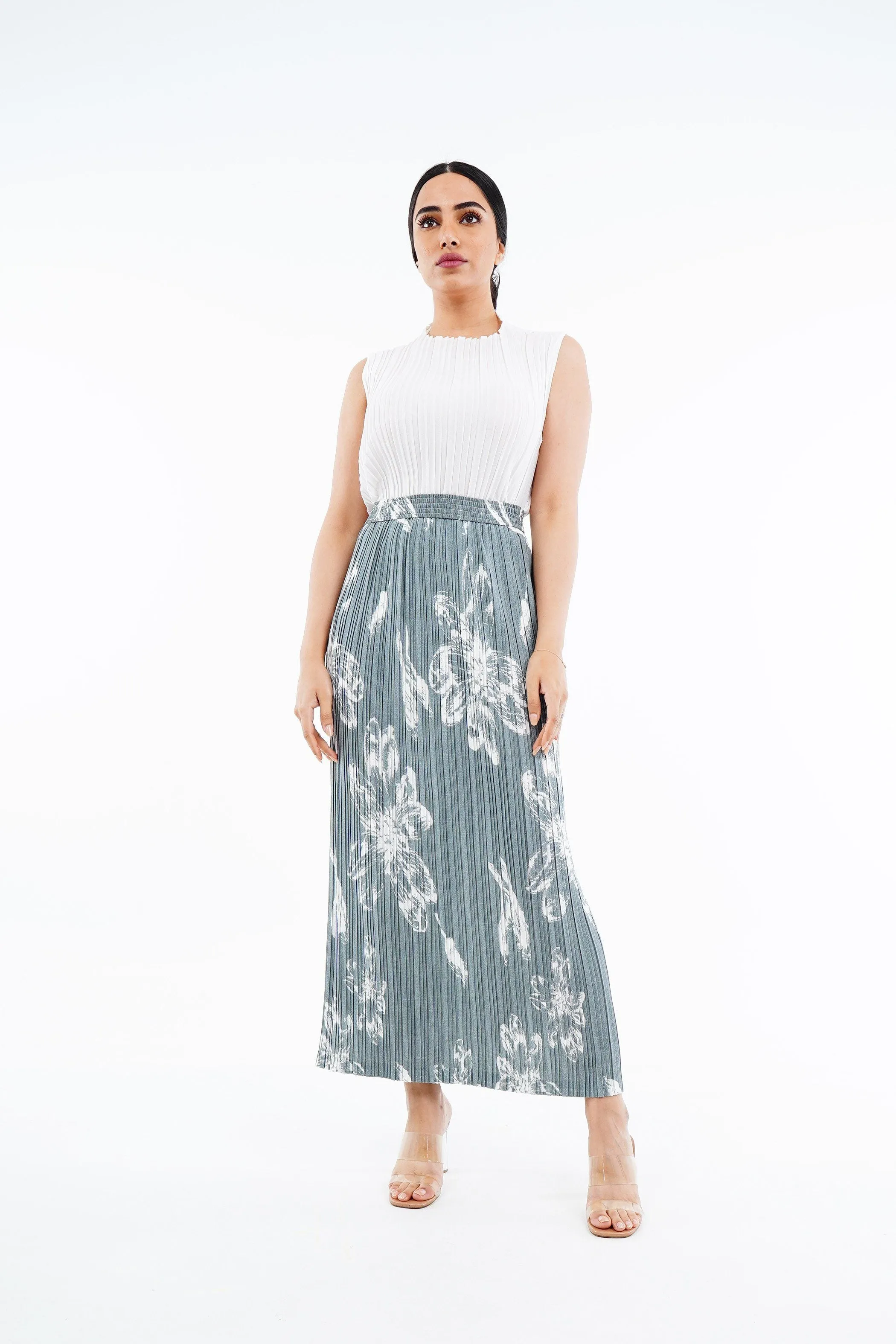 Sofie Pleated Patterned Skirt