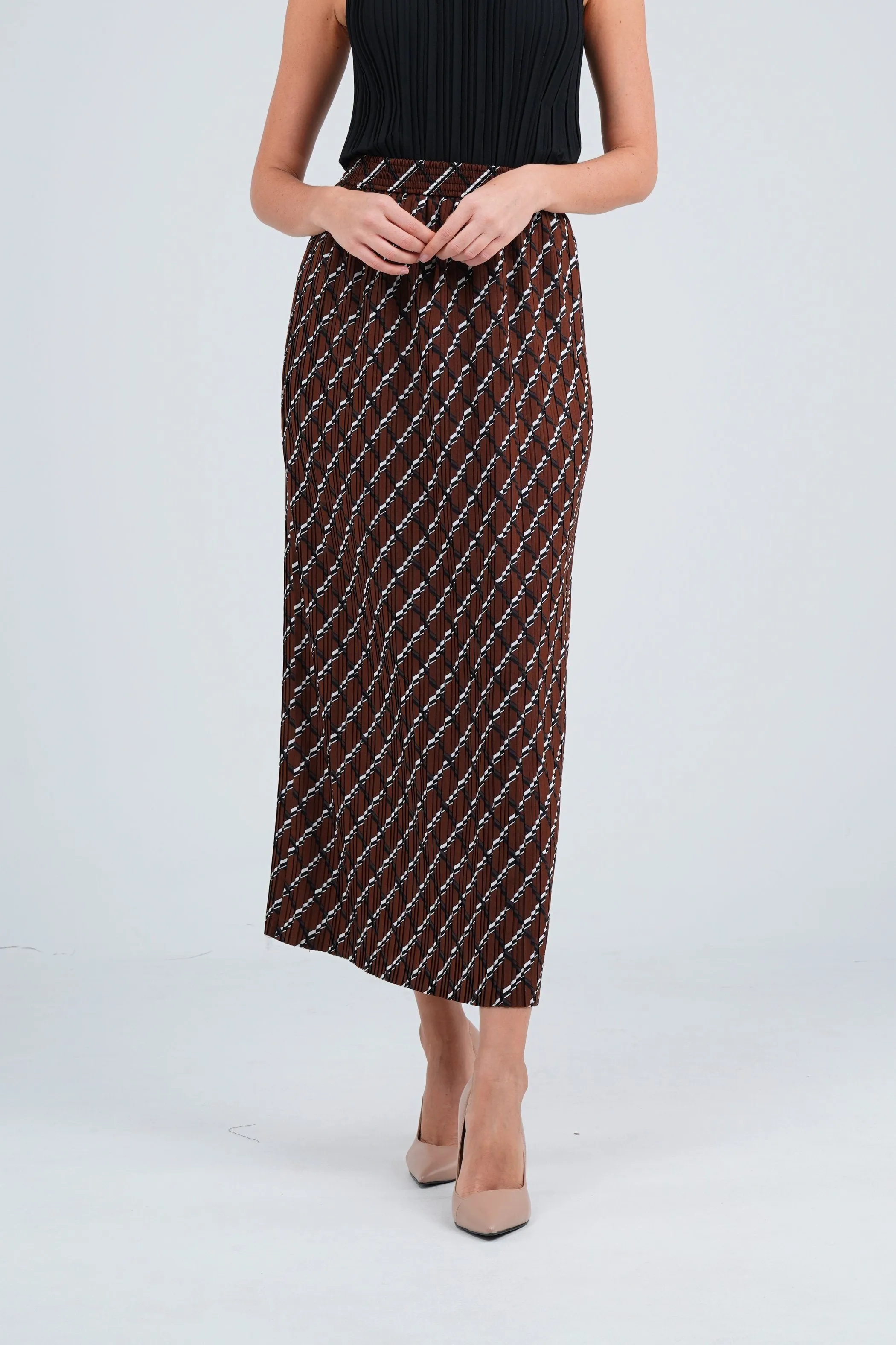 Sofie Pleated Patterned Skirt