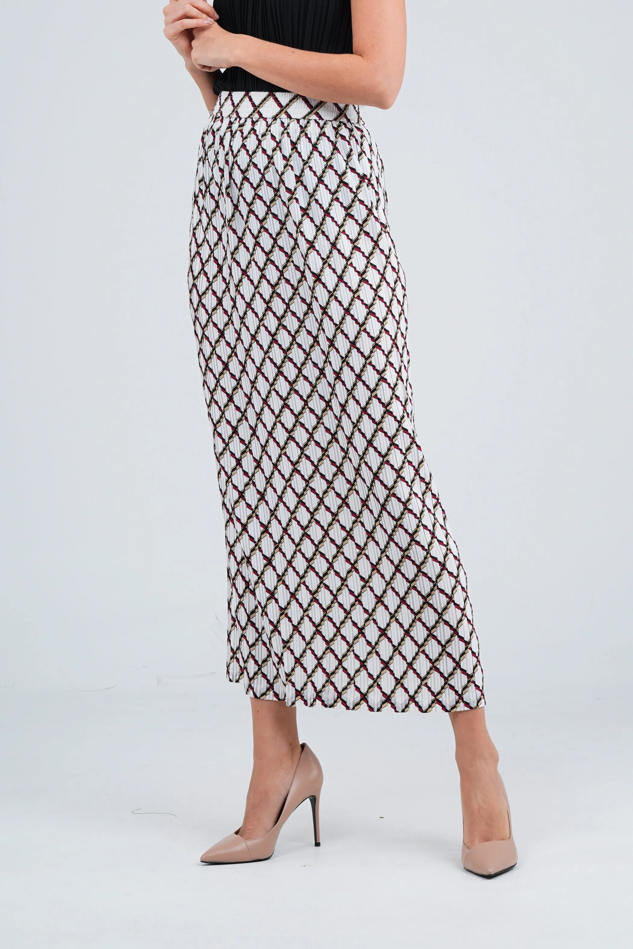 Sofie Pleated Patterned Skirt