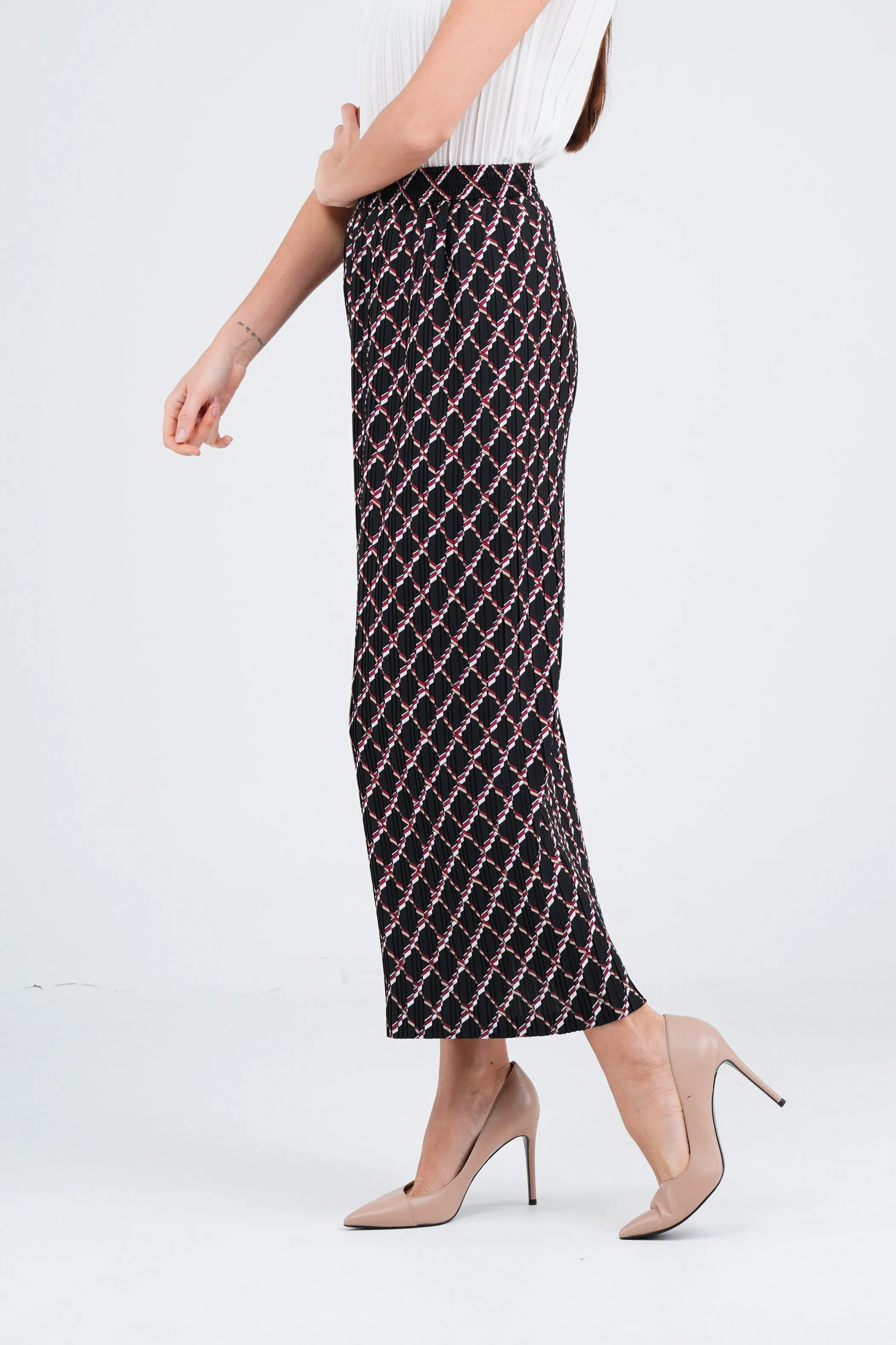 Sofie Pleated Patterned Skirt