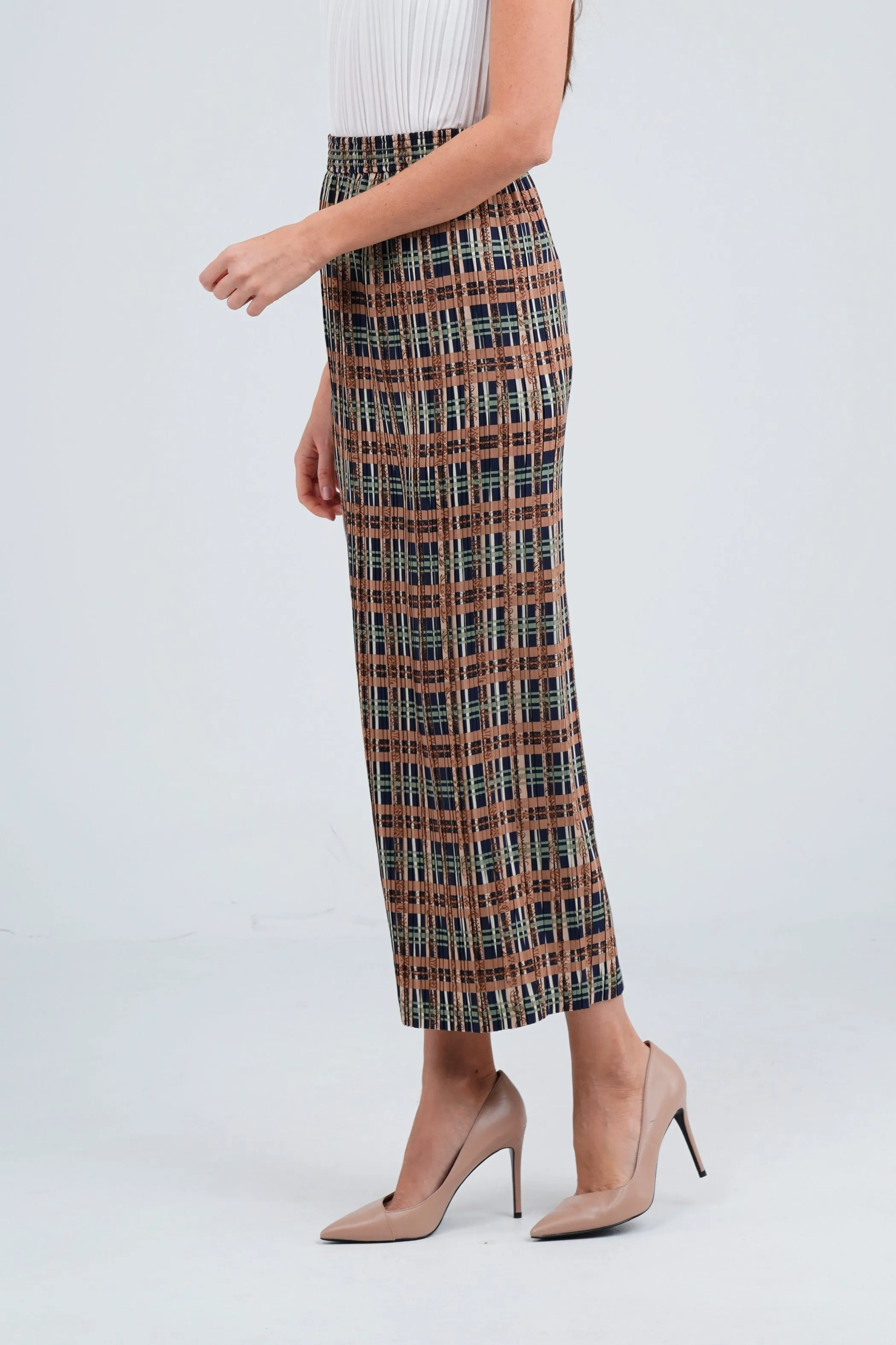 Sofie Pleated Patterned Skirt