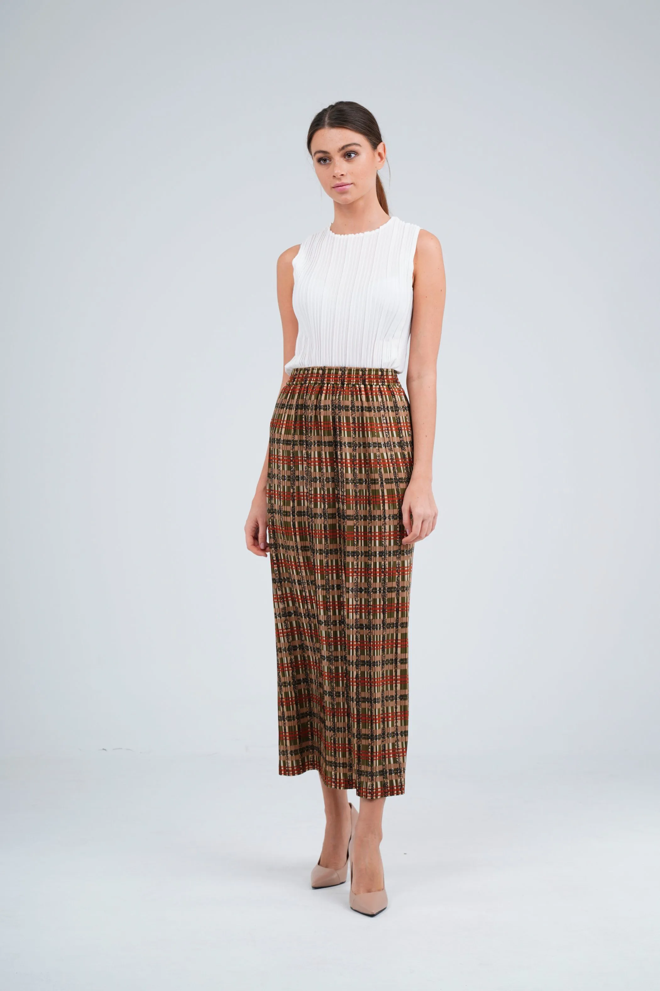 Sofie Pleated Patterned Skirt