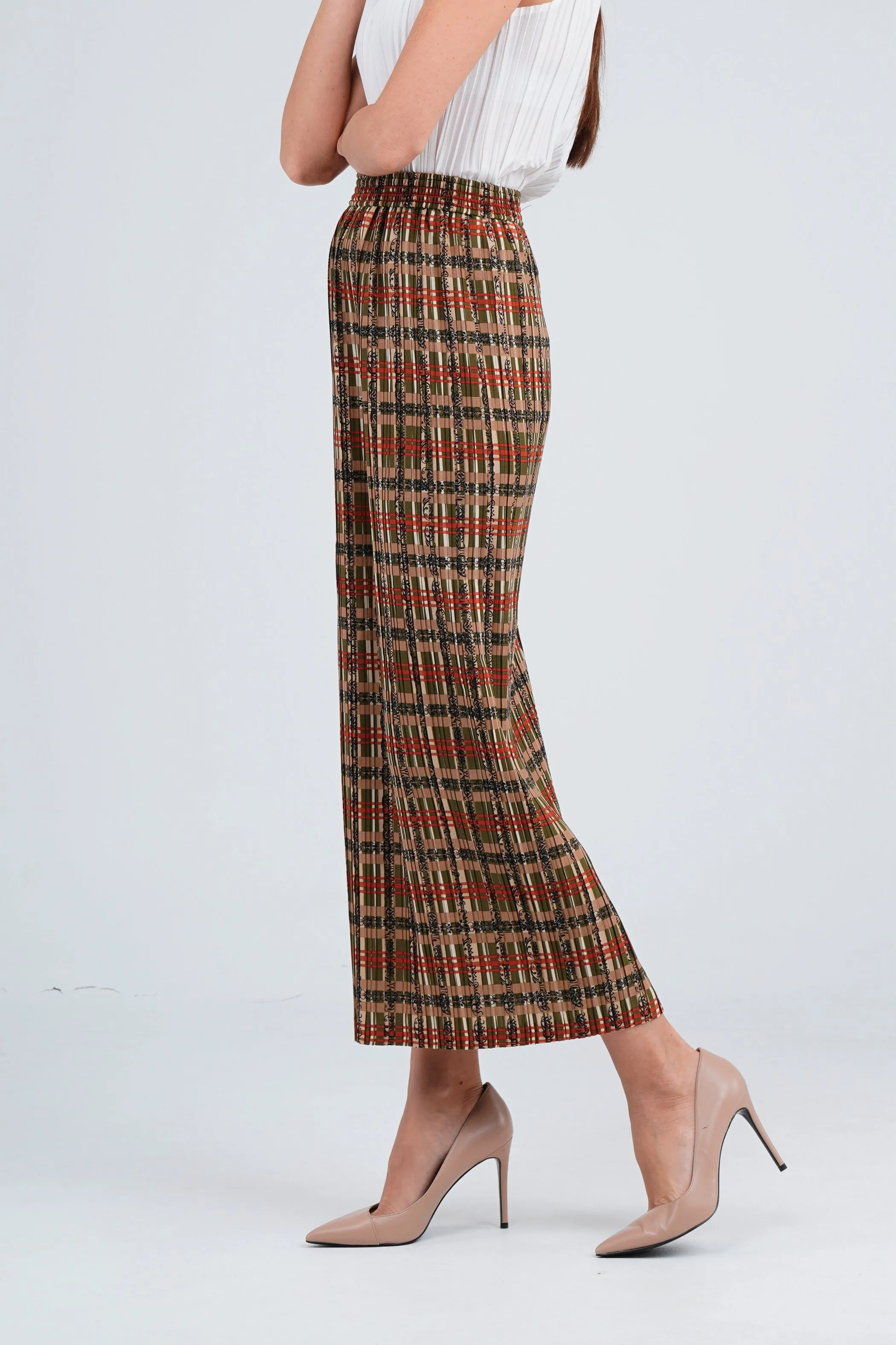 Sofie Pleated Patterned Skirt