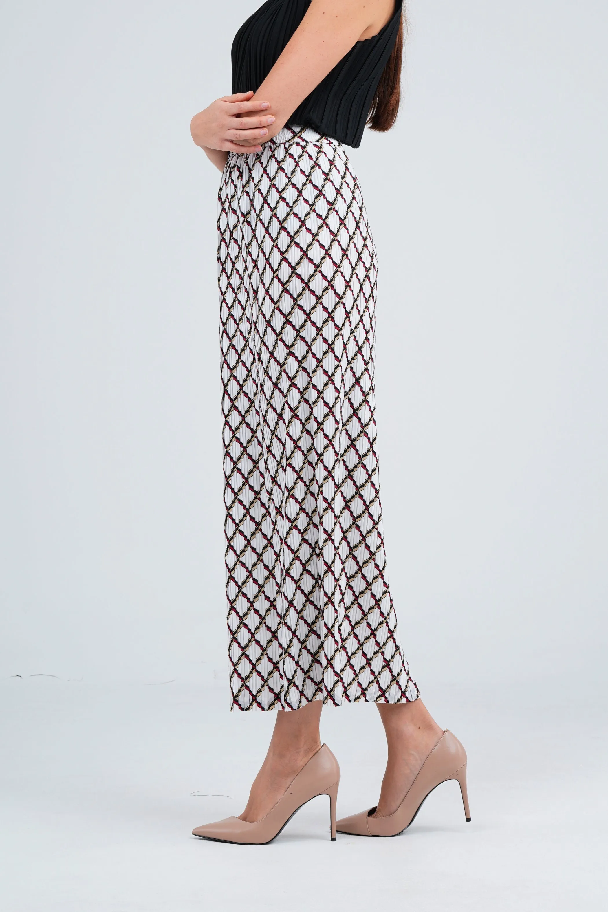 Sofie Pleated Patterned Skirt