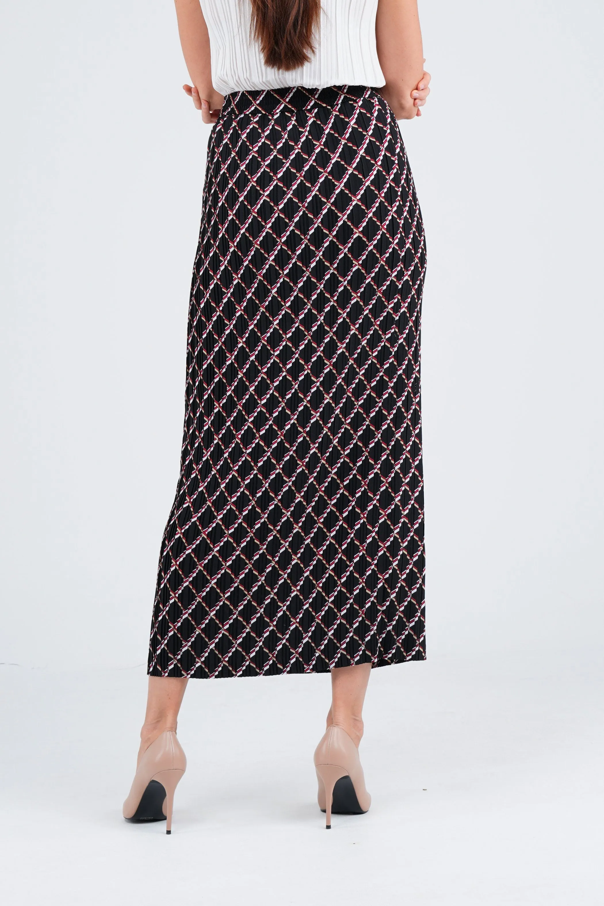 Sofie Pleated Patterned Skirt