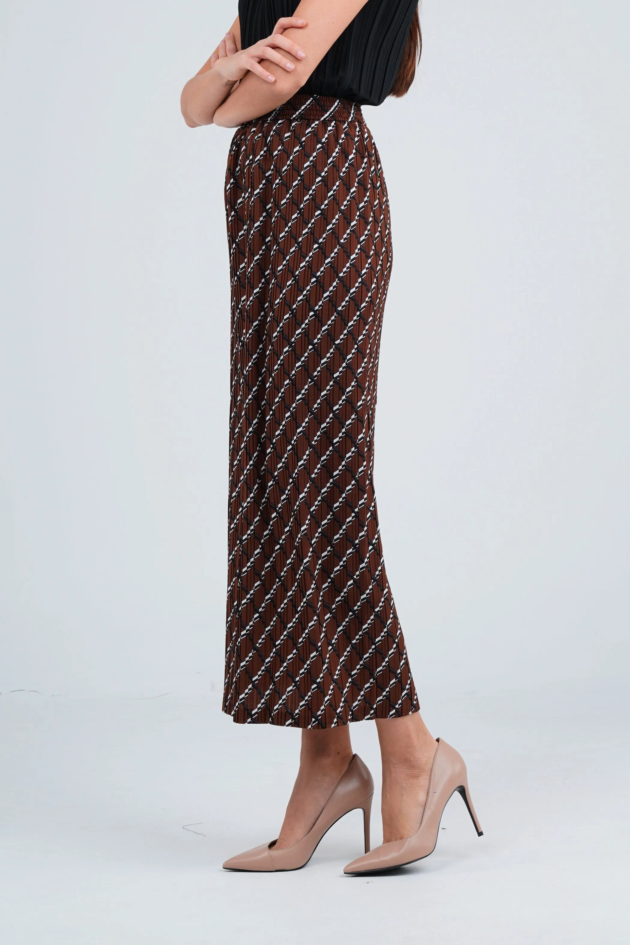 Sofie Pleated Patterned Skirt