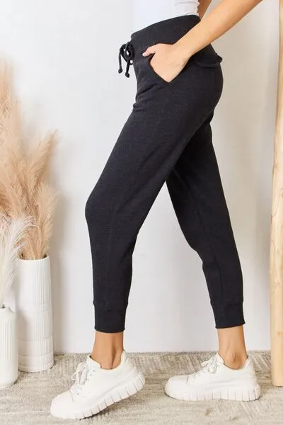 Soft Knit Drawstring Cropped Joggers