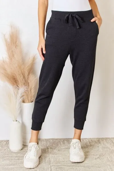 Soft Knit Drawstring Cropped Joggers