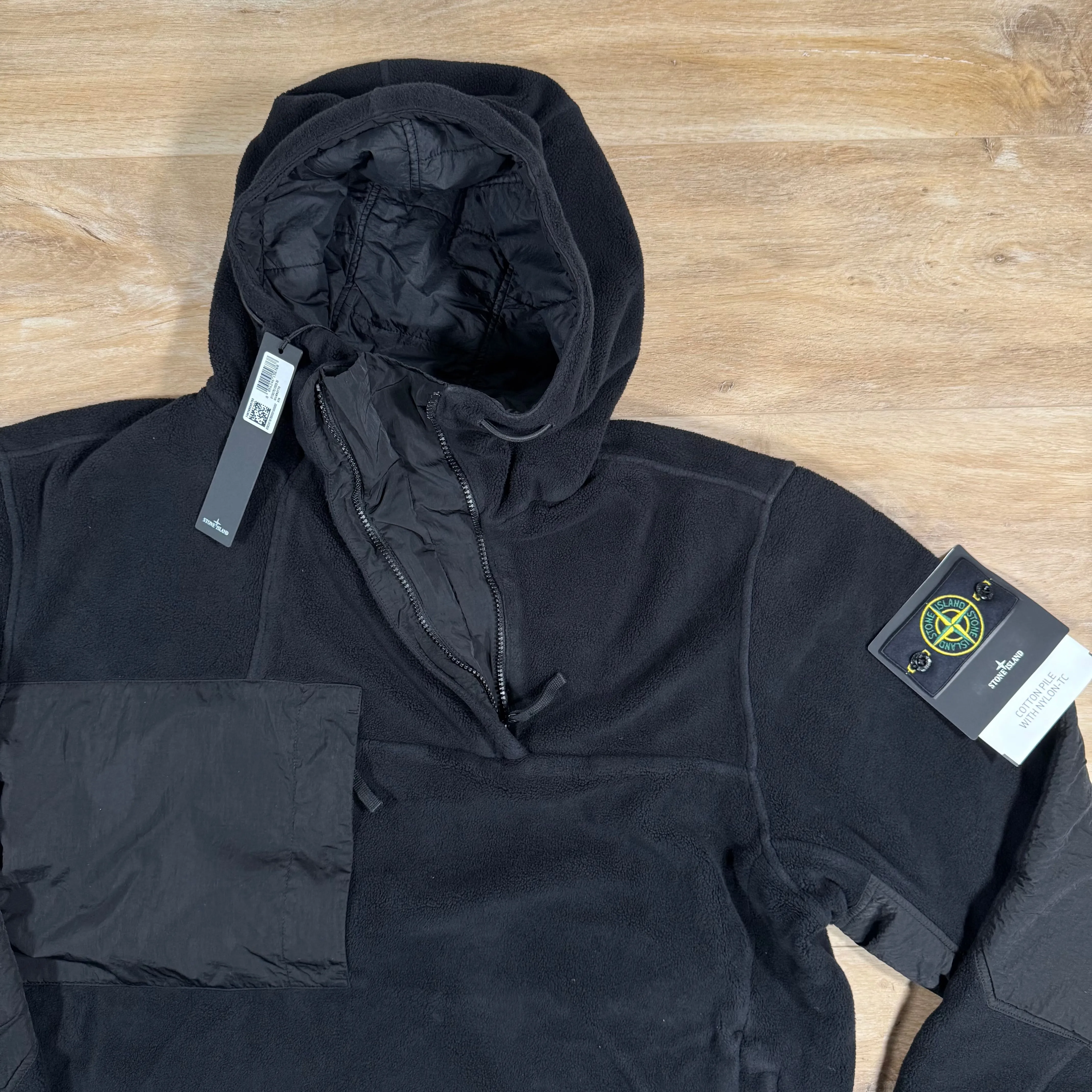 Stone Island Cotton Pile with Nylon-TC Anorak Jacket in Black