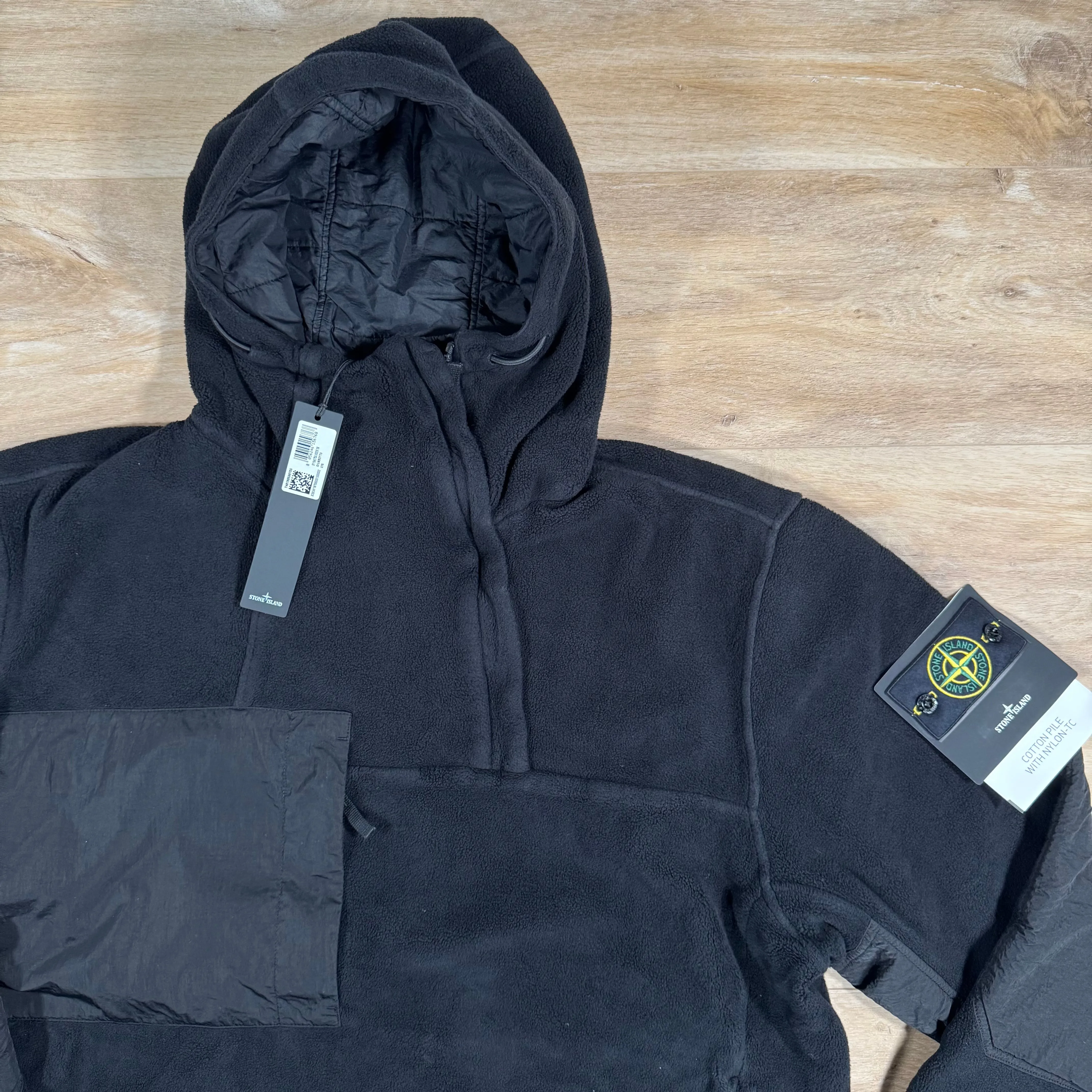 Stone Island Cotton Pile with Nylon-TC Anorak Jacket in Black