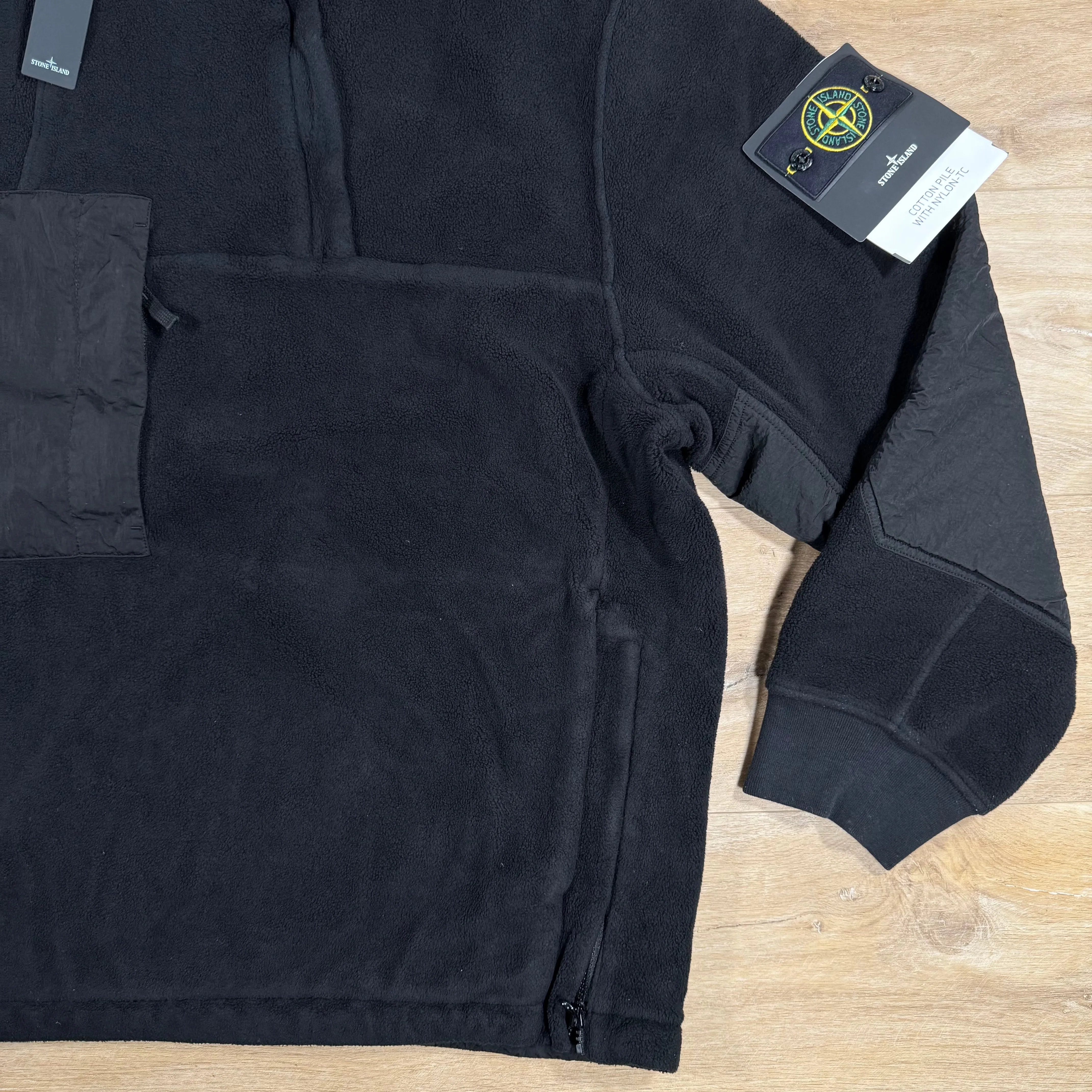 Stone Island Cotton Pile with Nylon-TC Anorak Jacket in Black