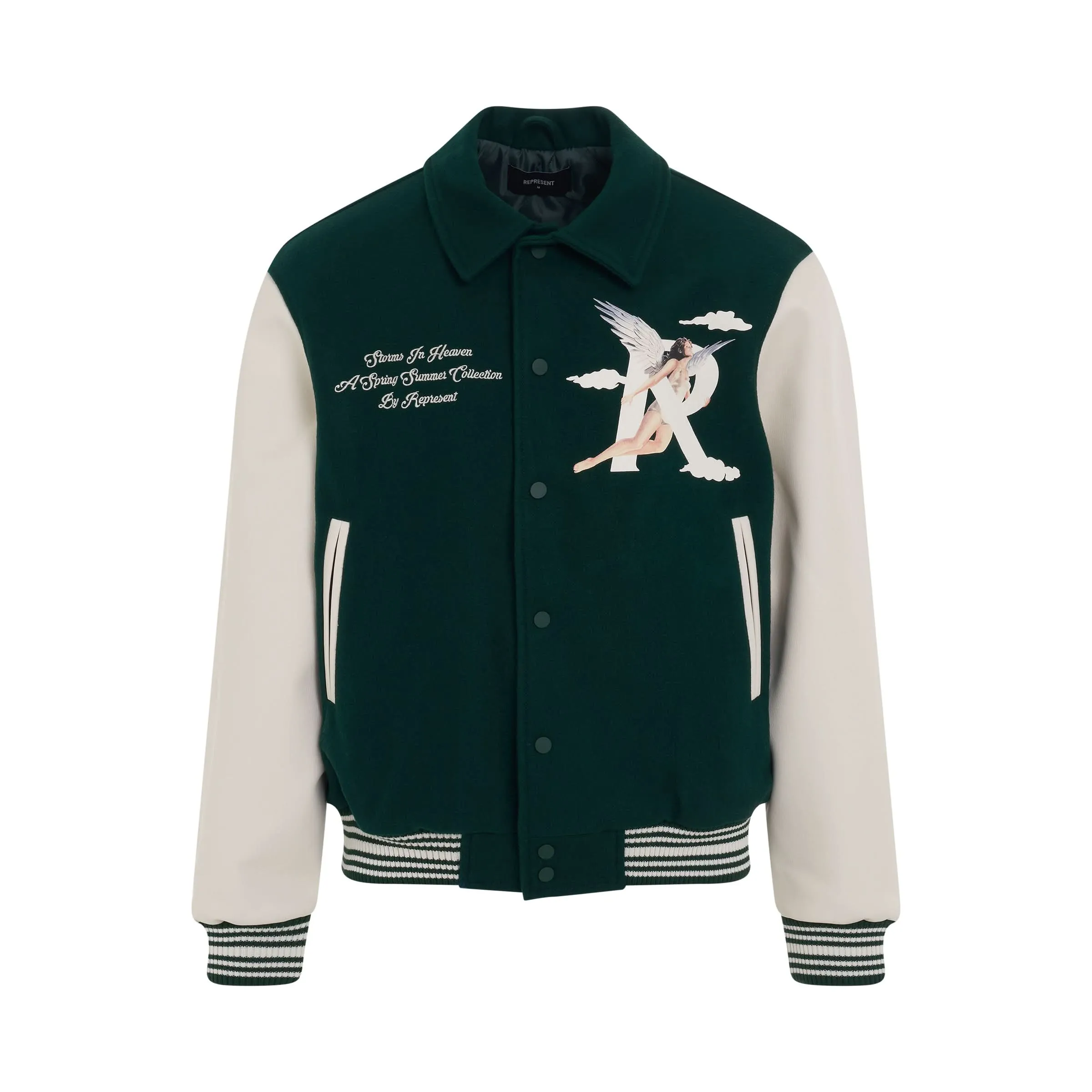 Storms in Heaven Varsity Jacket in Racing Green