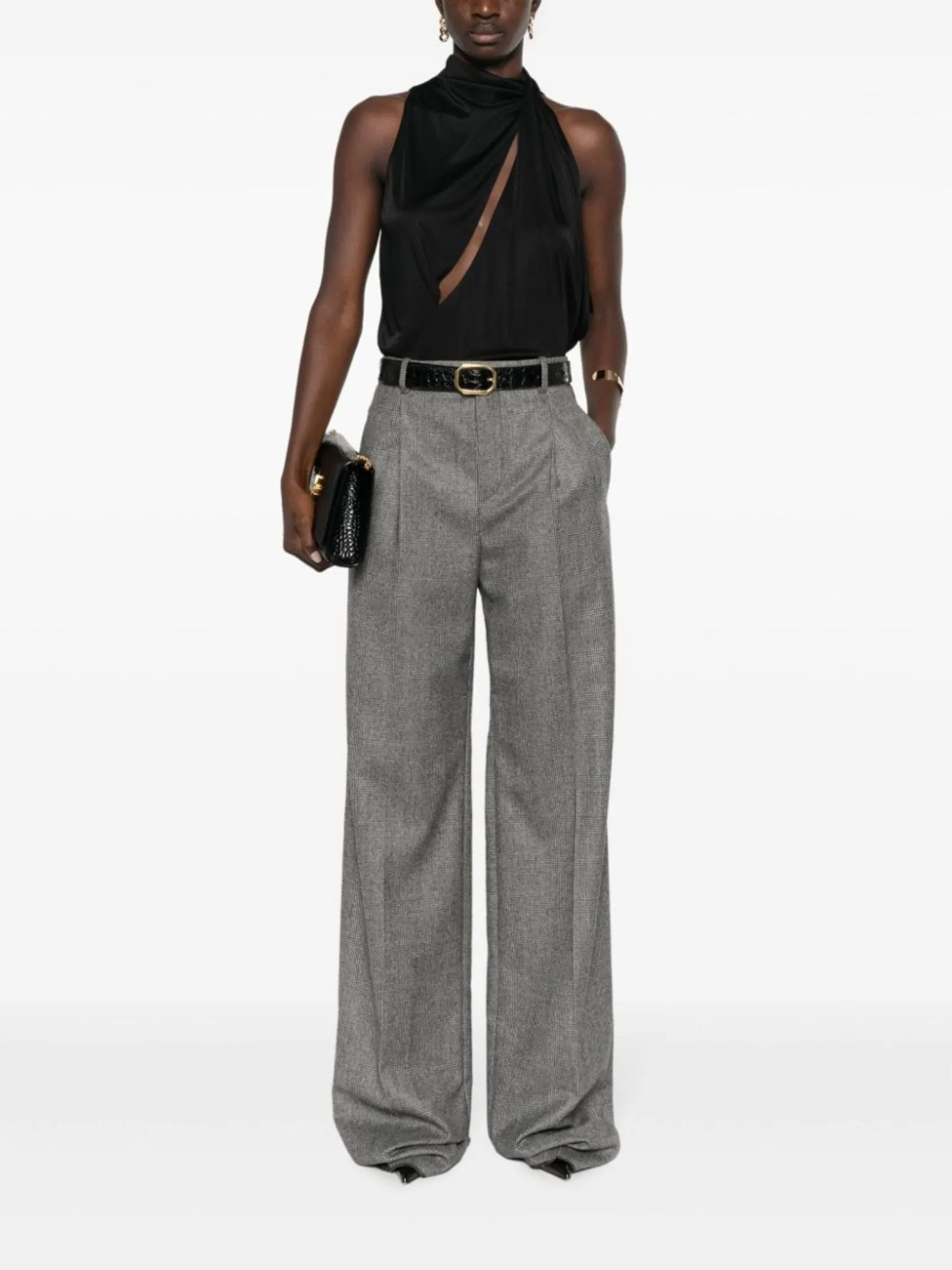 straight-leg wool trousers