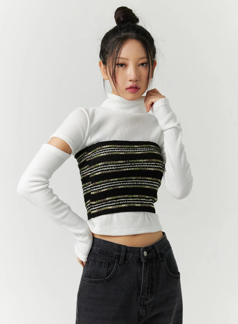 Stripe Layered Tube Top CD304