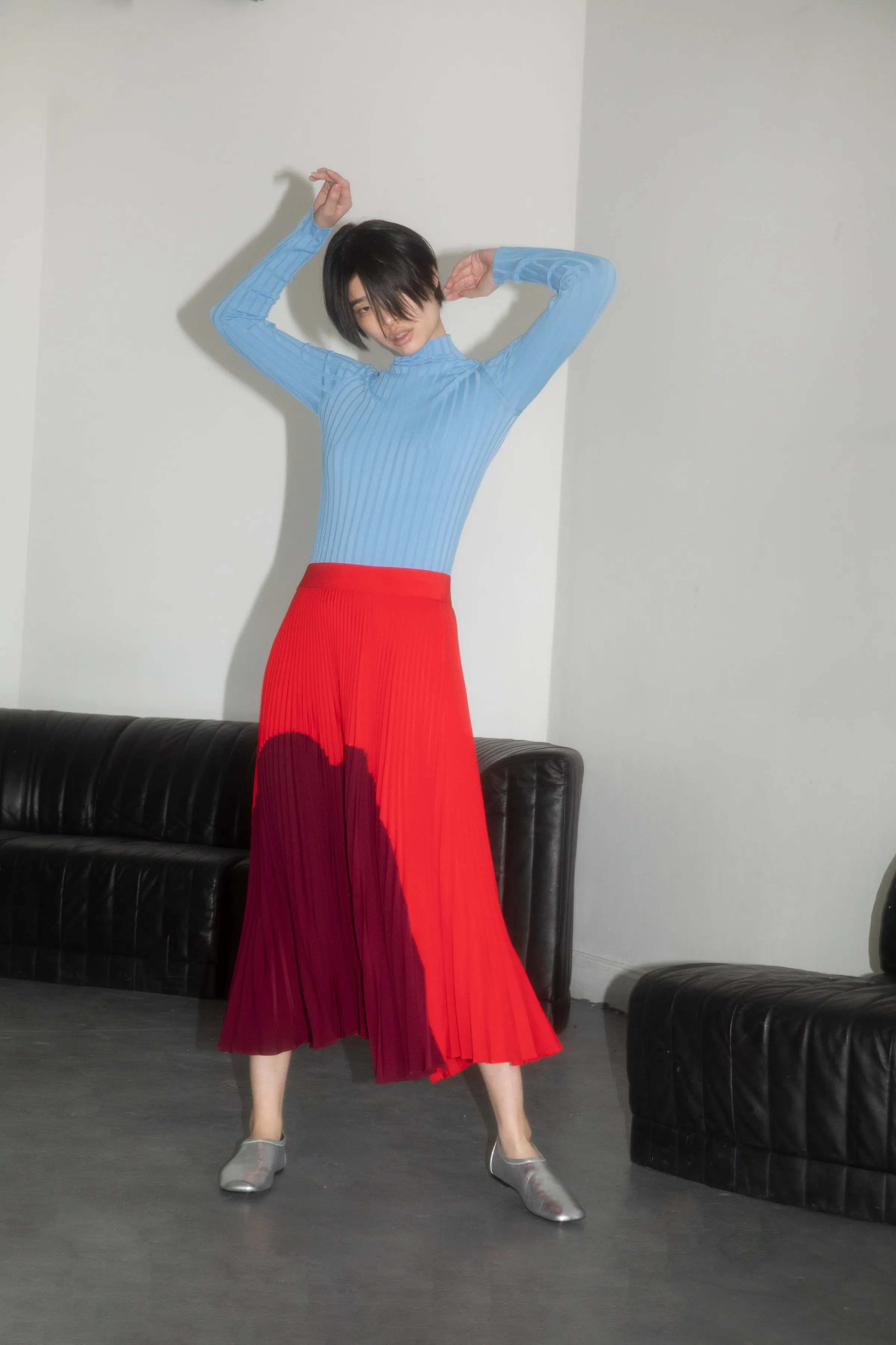 Sunburst Pleated skirt - Red / Burgundy