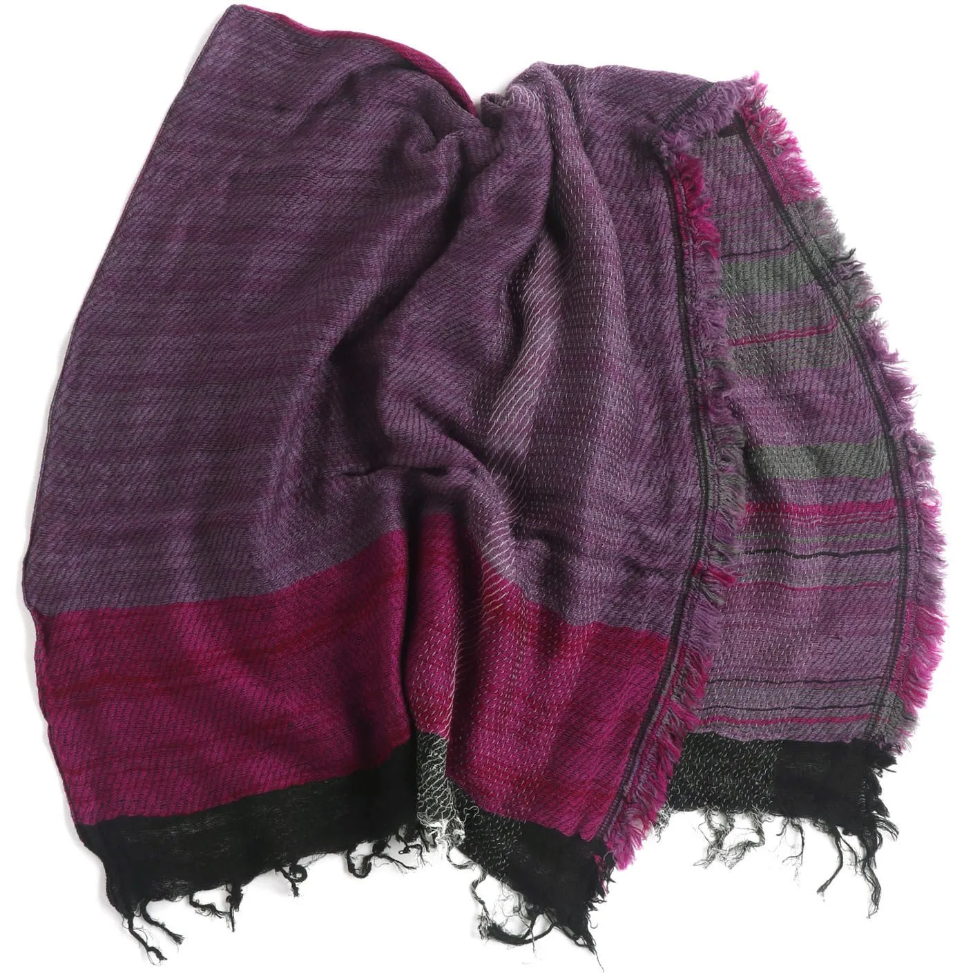 TAMAKI NIIME Small Wool/Cotton Woven Scarf - #25 Magenta Delight