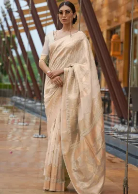 Tan Brown Zari Woven Silk Saree with Sequins work